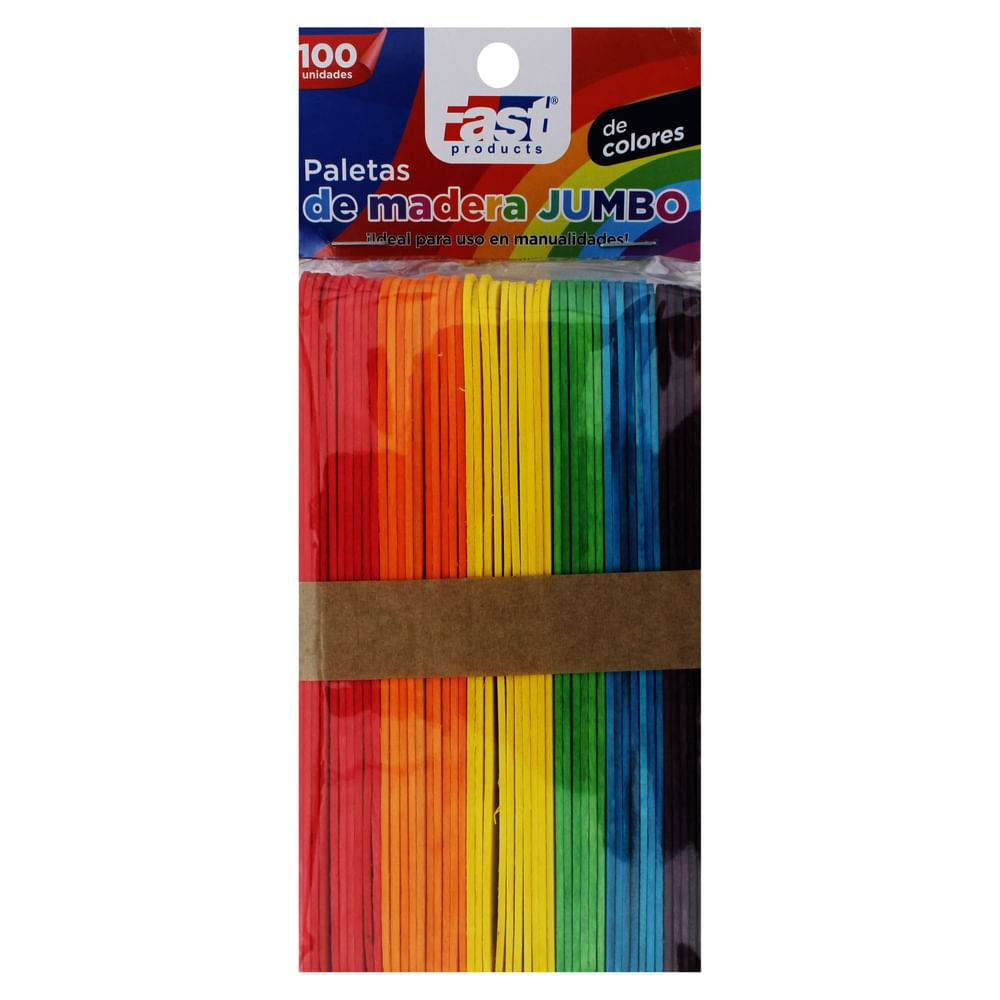 Paleta de madera Fast de colores jumbo - 100 Uds