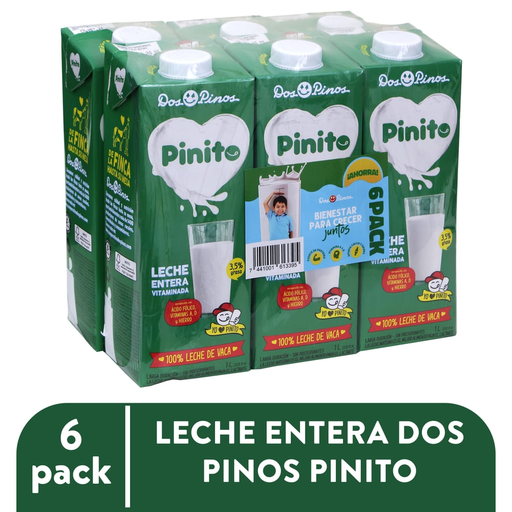 6 Pack Leche Dos Pinos Entera Pinito - 1000ml