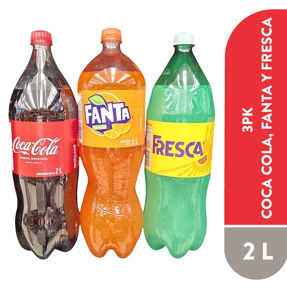 Coca cola, Fanta y Fresca 3 pack - 2 L