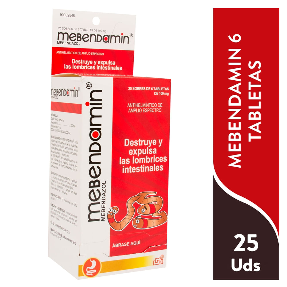 Mebendamin 100mg Sobre 6 Tabletas - Precio Indicado por Sobre -