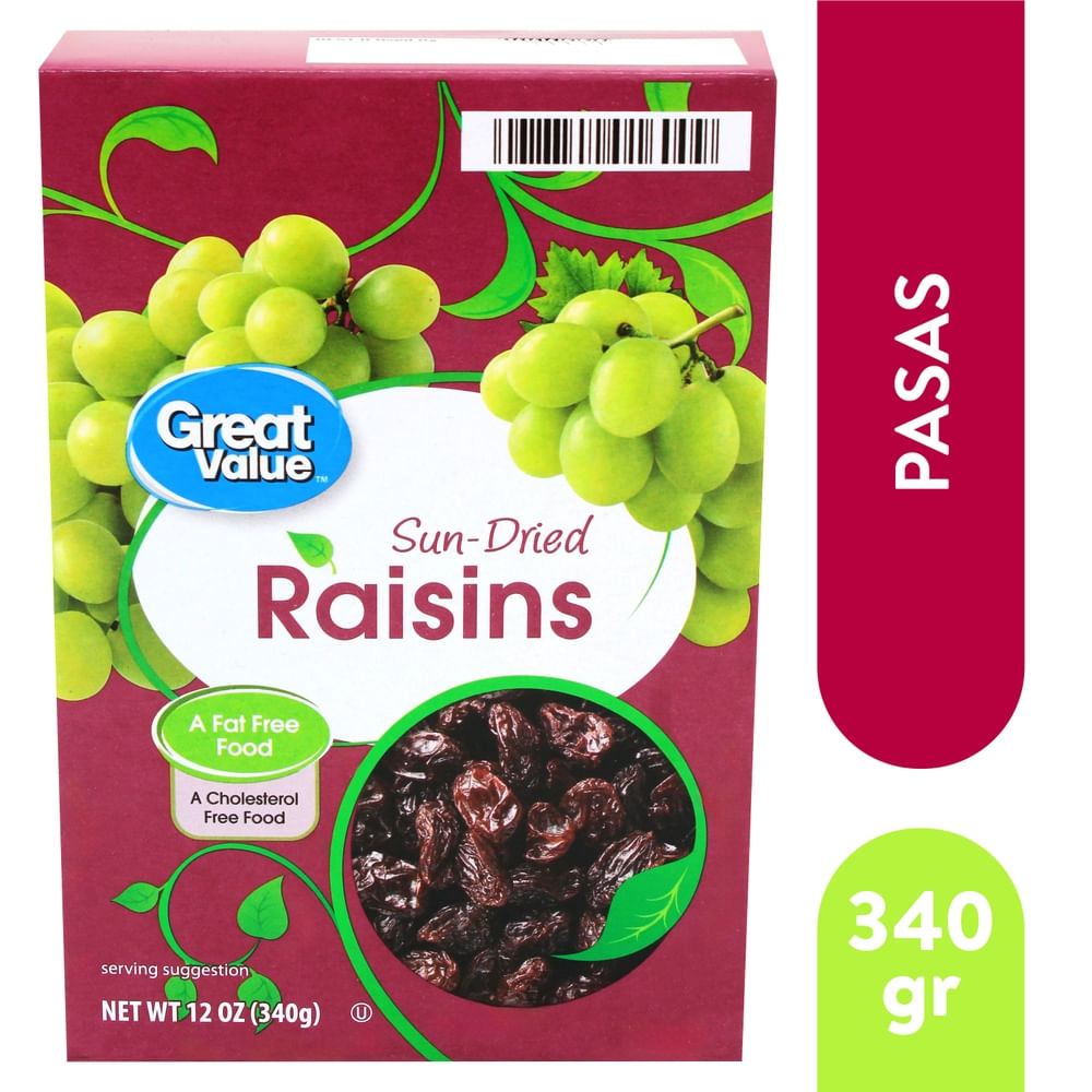 Pasas Great Value En Caja - 340 g