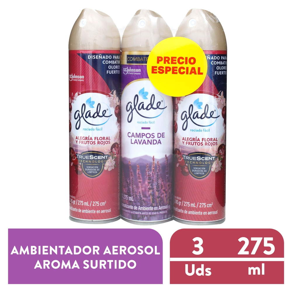 Ambientador Glade aerosol aroma surtido 3 pack - 750 ml