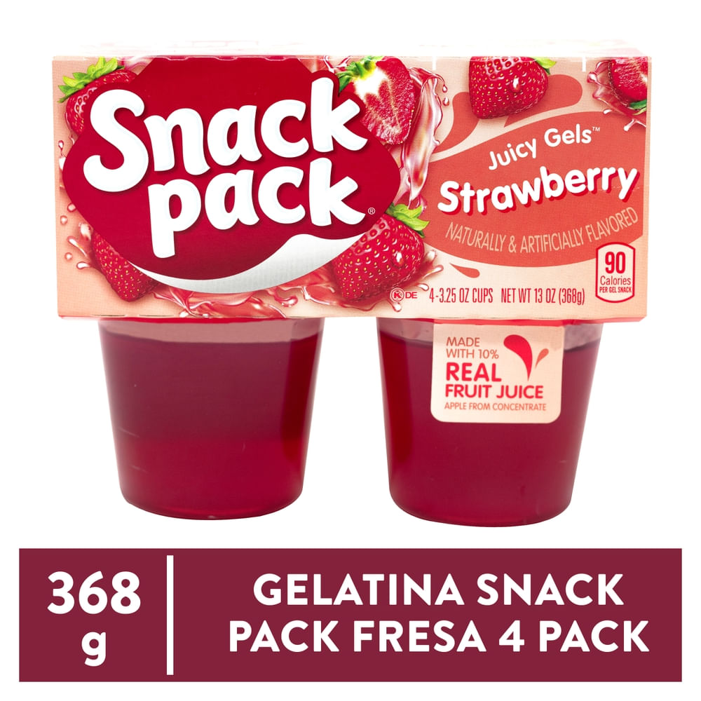 Gelatina Snack Pack Fresa 4 pack - 368 g