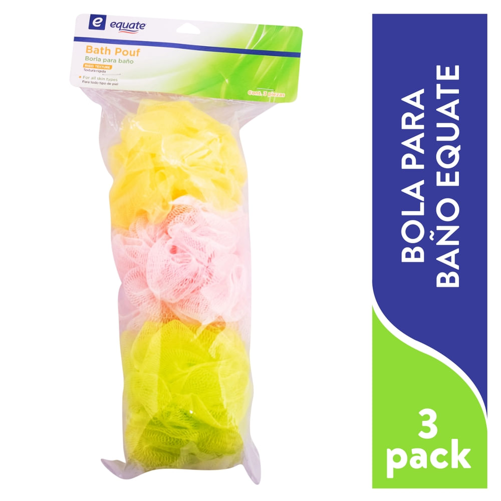 Esponja Equate para Baño Borla 3 Pack - 3 Uds