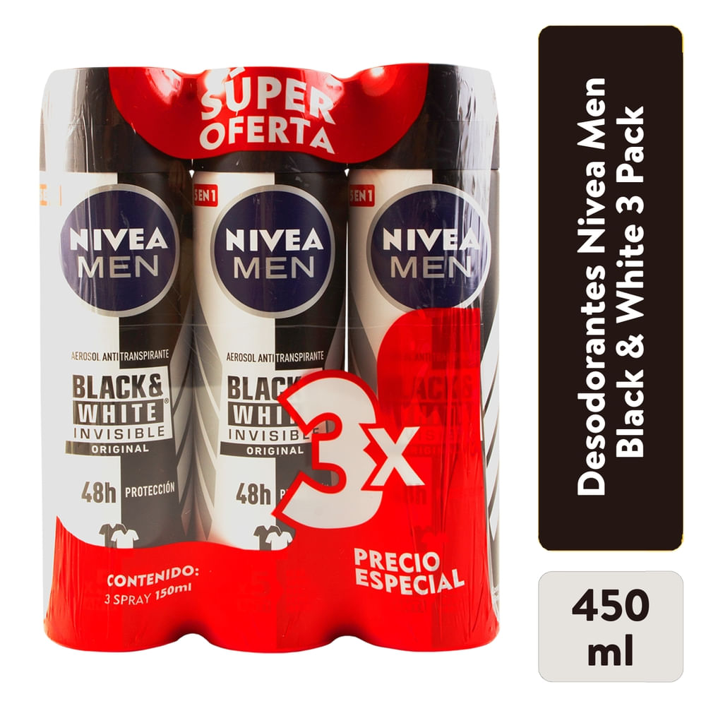 Desodorante Hombre B&W Original Nivea Aerosol 3 Pack