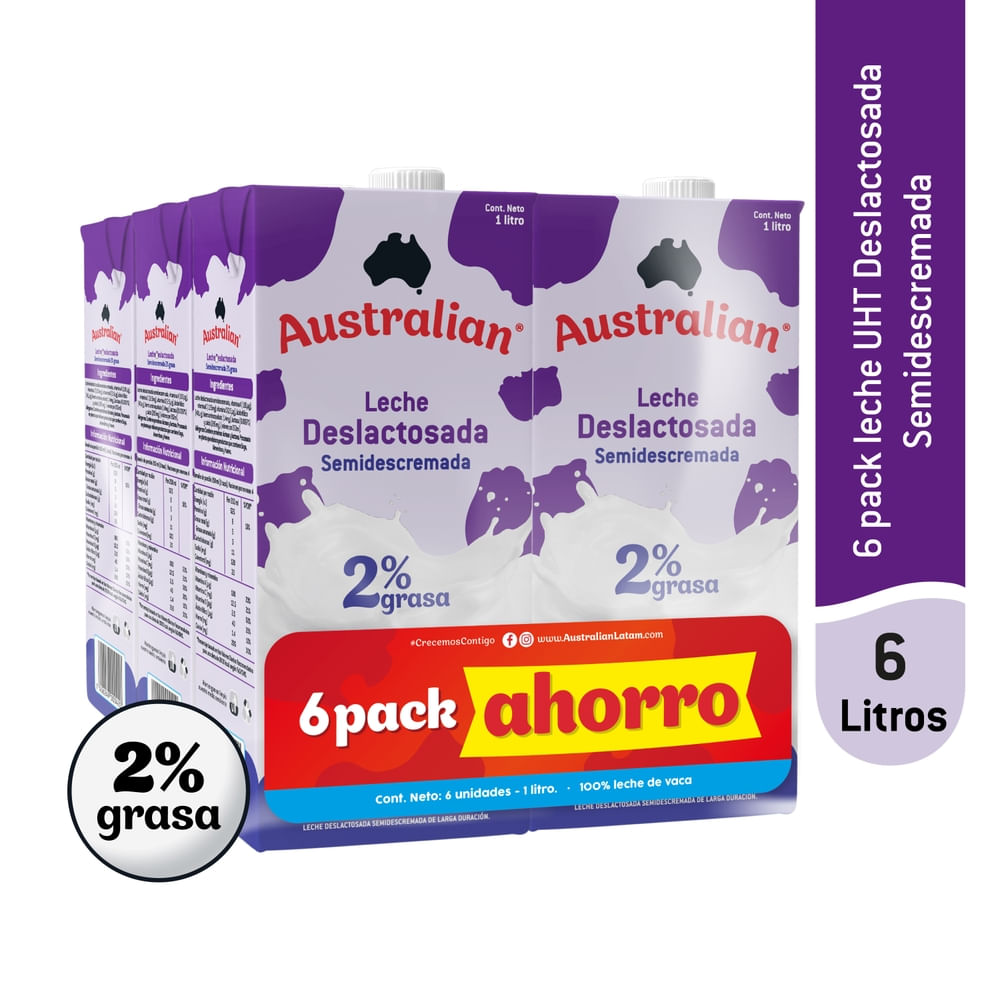 Leche Deslactosada Australian Ultra Pasteurizada 6 Pack - 6 L