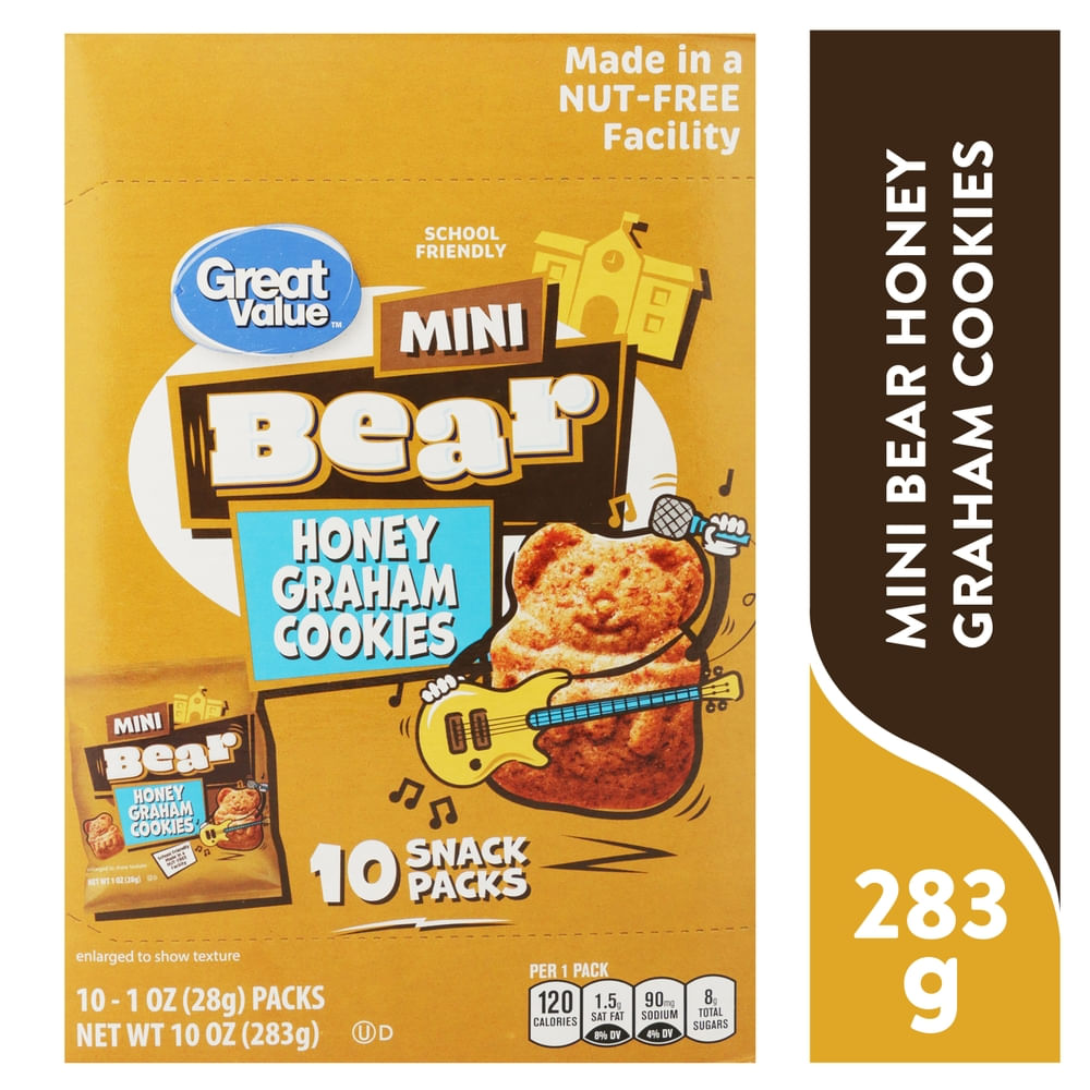 Galleta Great Value Mini Ositos Con Miel 10 PACK - 283 g