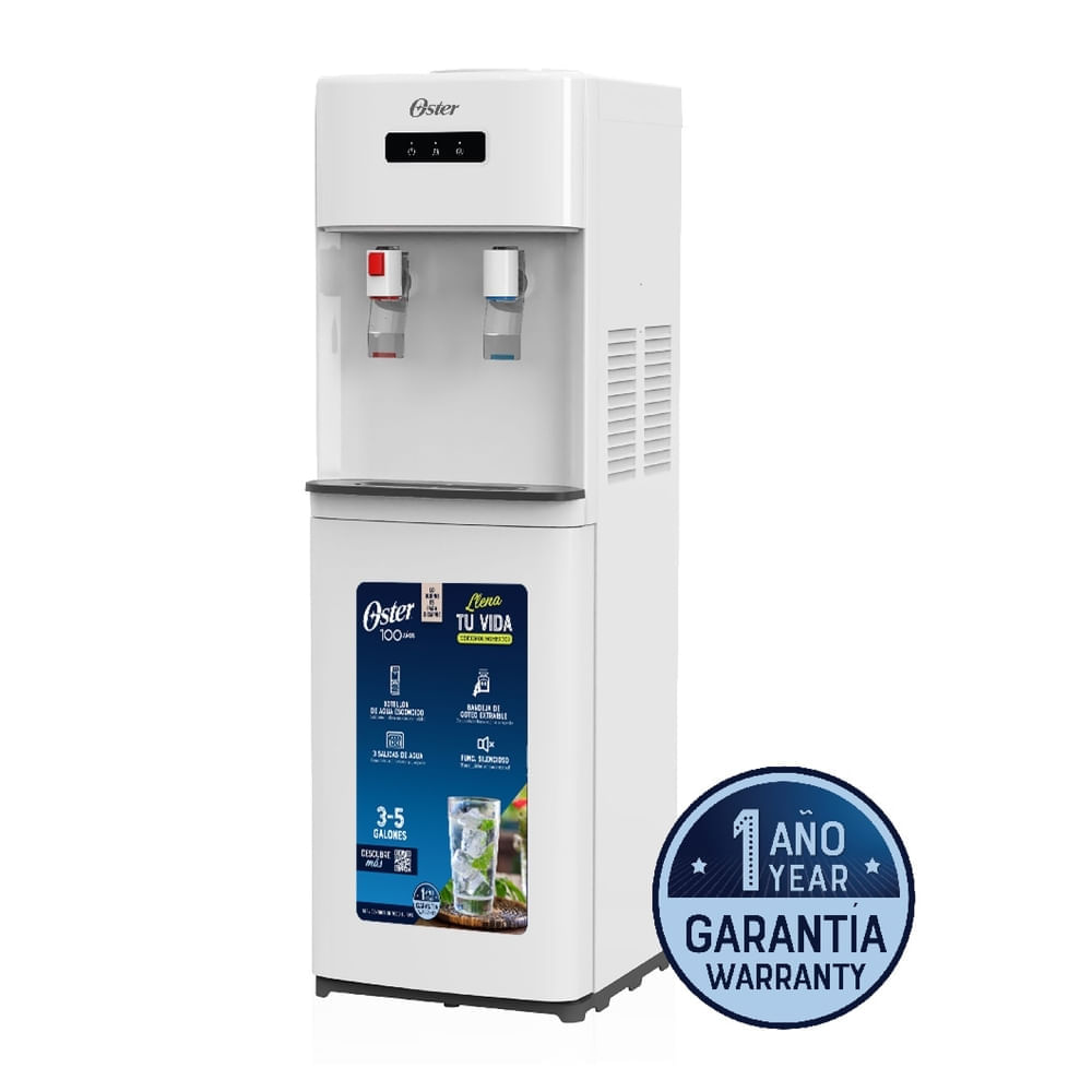 Dispensador de Agua Oster Mod OS-WDMI33W Color blanco, De piso con compartimento, Soporta…