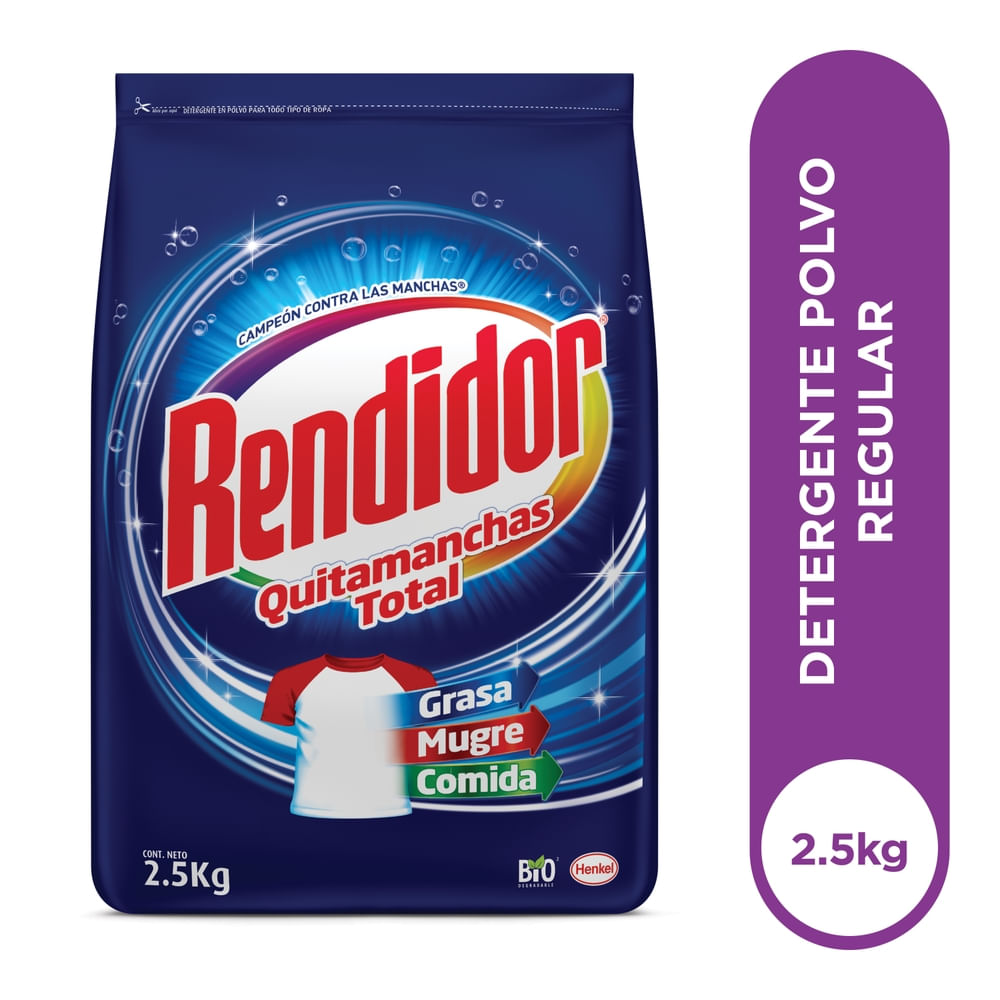 Detergente en polvo Rendidor quita manchas total - 2.5 kg