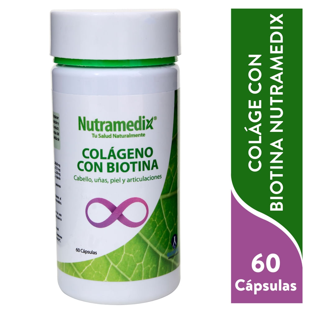 Colágeno Nutramedix con biotina para cabello uñas piel y articulaciones - 60 Uds