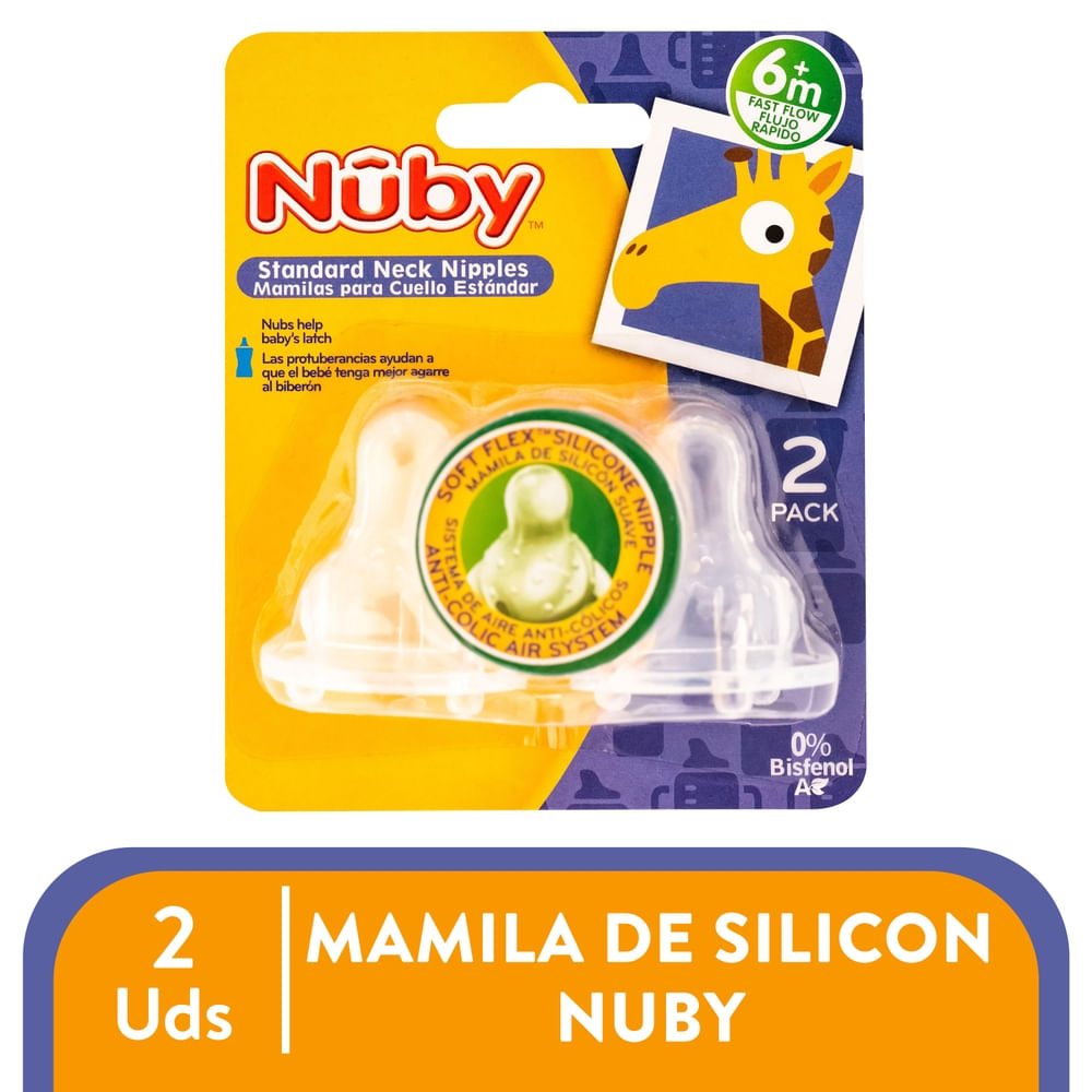 Mamila de silicón Nuby de flujo rápido - 2 Uds