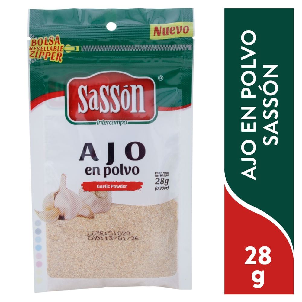 Ajo puro en polvo Sassón ziploc - 28 g