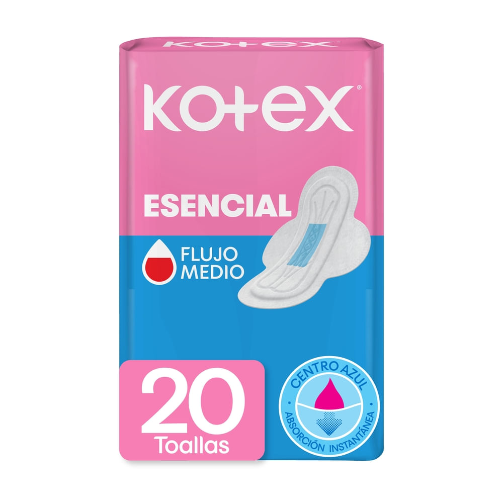 Toallas Femeninas Kotex Esencial Normal - 20 Unidades