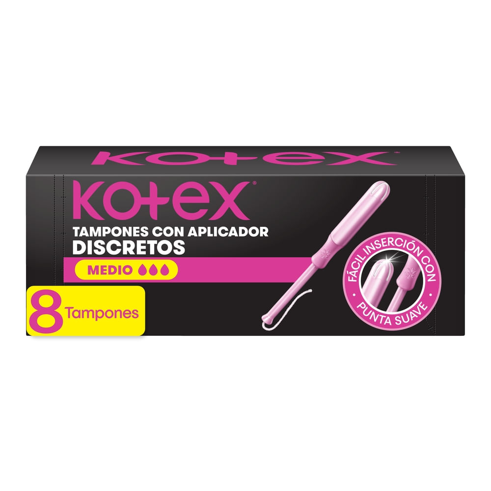 Tampones Kotex Medio con Aplicador - 8 Unidades