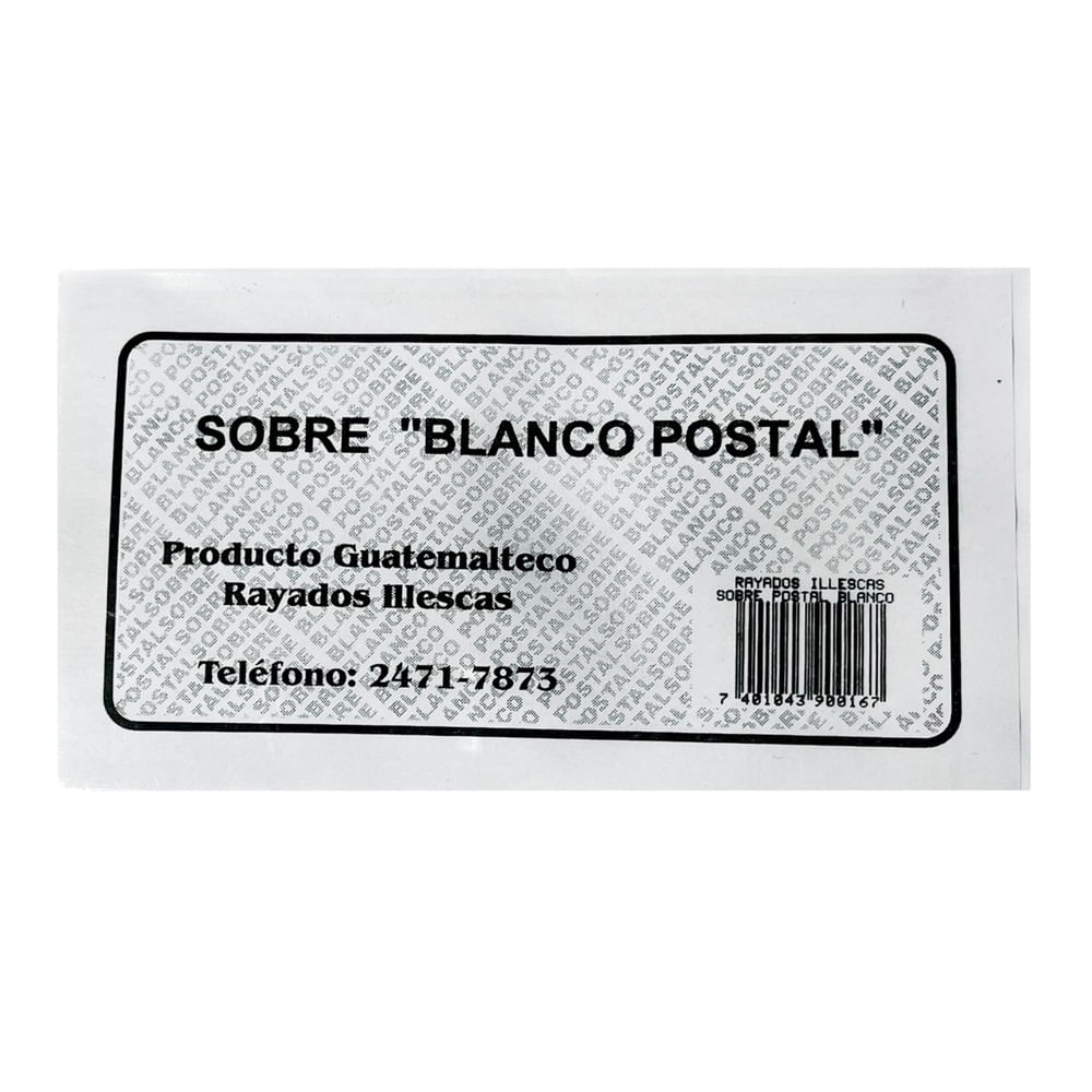 Sobre postal Illescas color blanco - 50 Uds