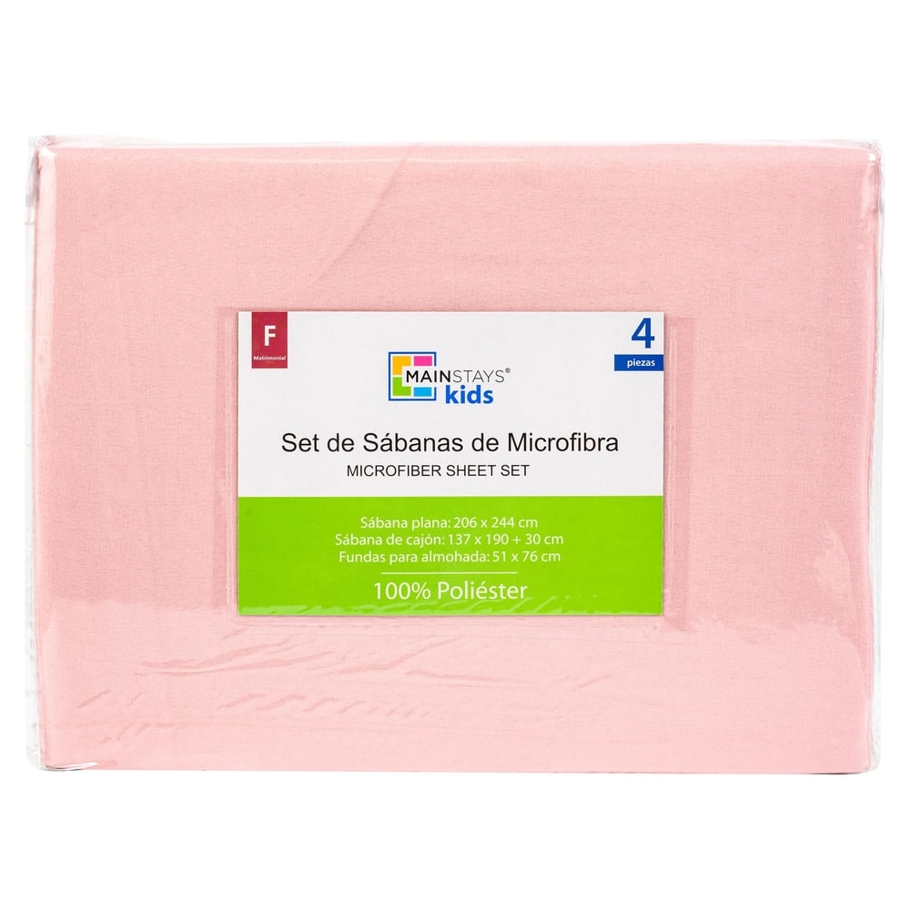 Set de sábanas Full Mainstays color rosa liso - 4 Piezas
