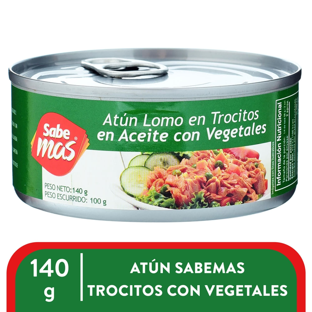 Atún Sabemas Lomo En Trozos En Aceite Con Vegetales - 140 g