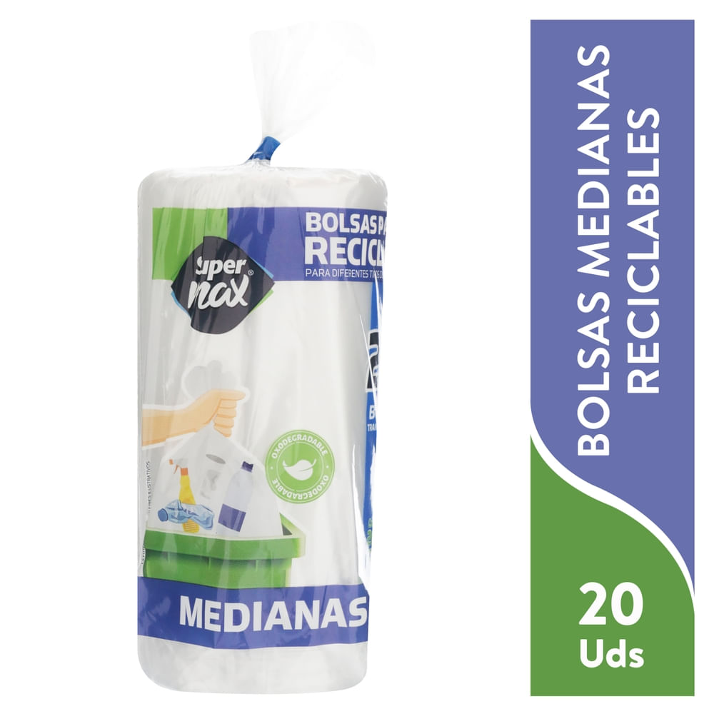 Bolsa Para Reciclaje Marca Supermax Transparente Mediana - 20 Unidades