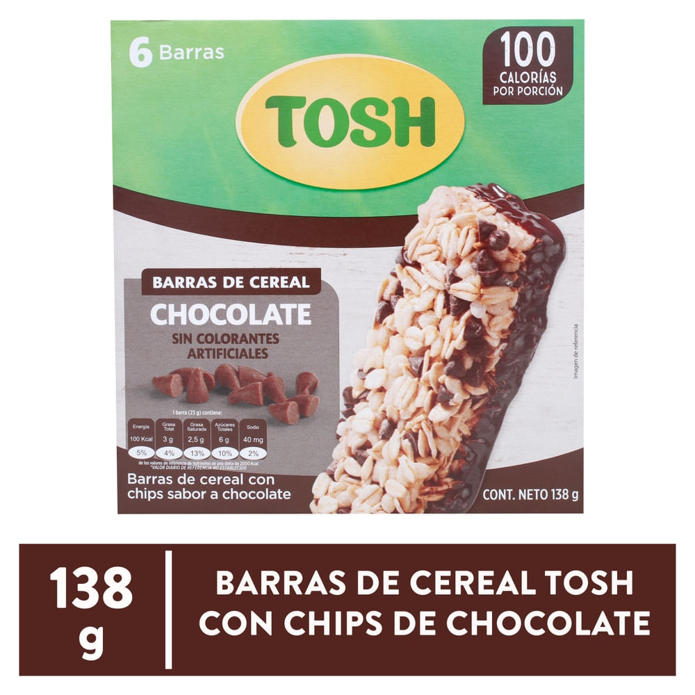 Barra Tosh De Cereal Con Chispas Sabor a Chocolate 6 Unidades - 138 g