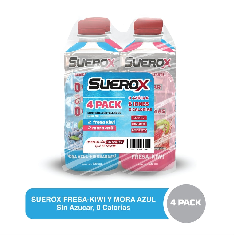 Bebida Hidratante Suerox Sin Azúcar 4 Pack -2520 ml