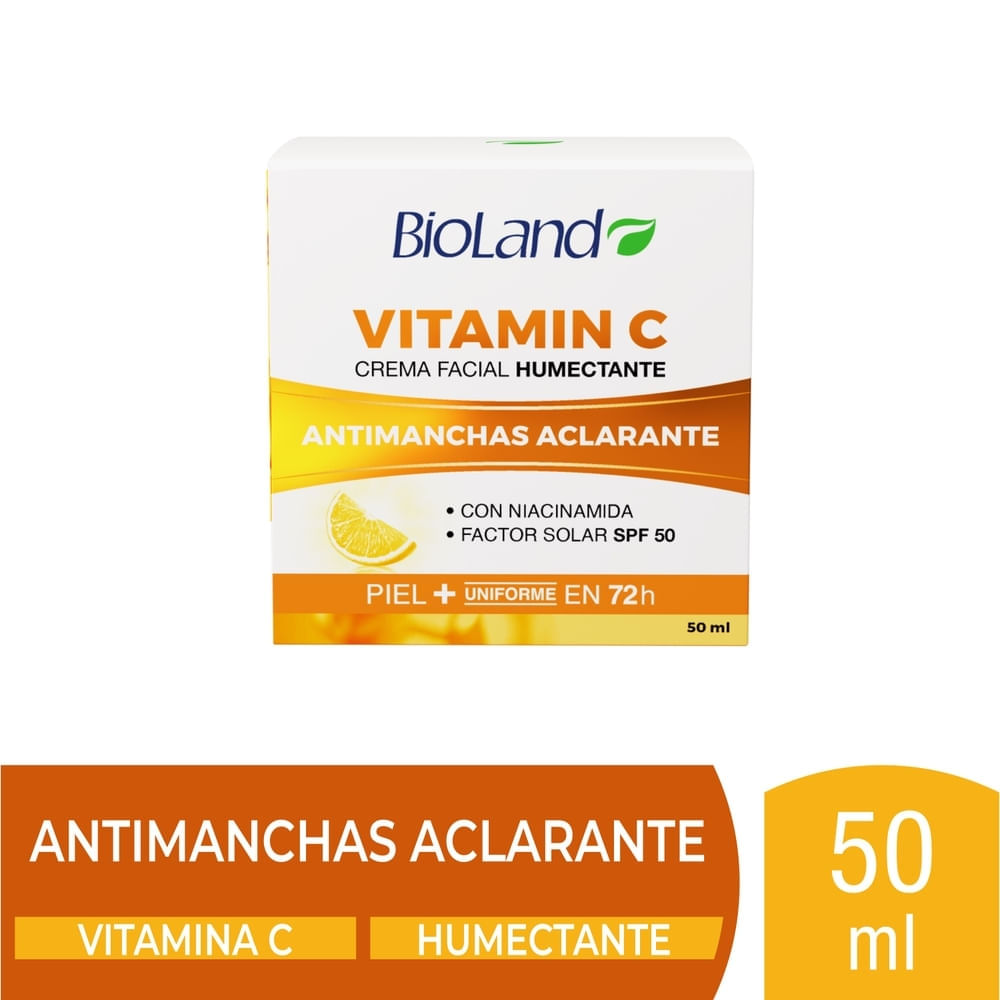 Crema Facial Bioland Antimanchas Aclarante con Vitamina C y Niacinamida SPF50 - 50 ml