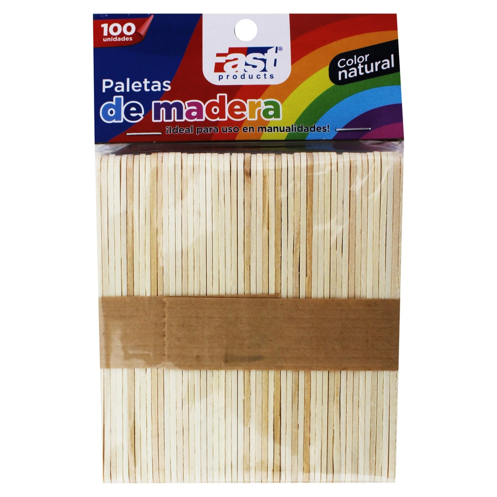 Paletas Fast de madera color natural delgadas - 100 Uds