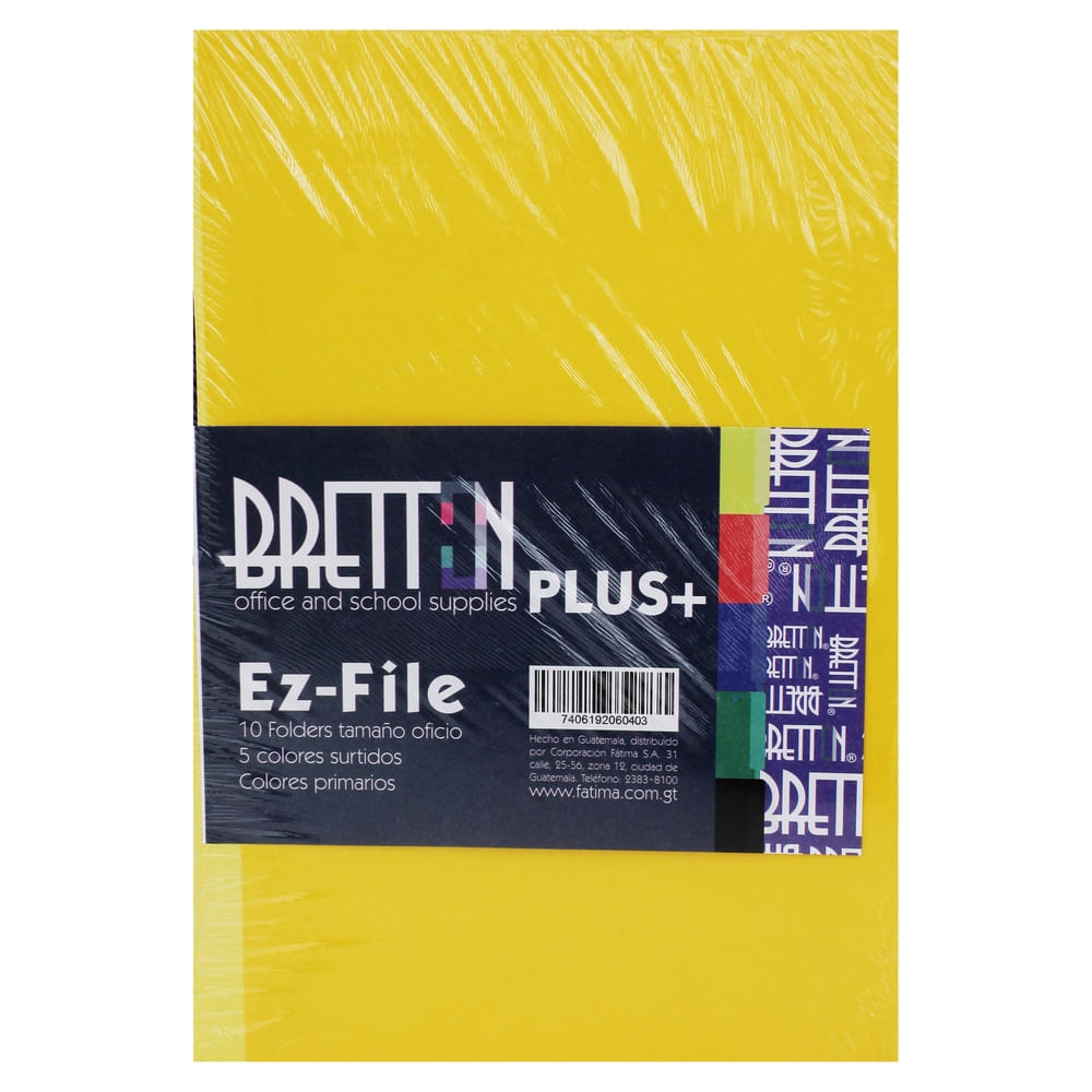 Folder Bretton oficio colores primarios - 10 Uds