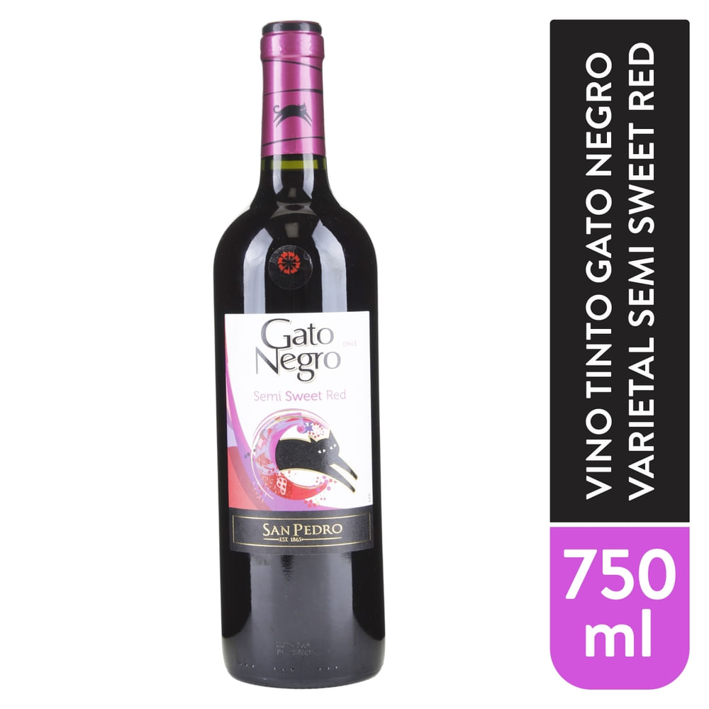 Vino Gato Negro Semi Sweet Rojo San Pedro -750ml