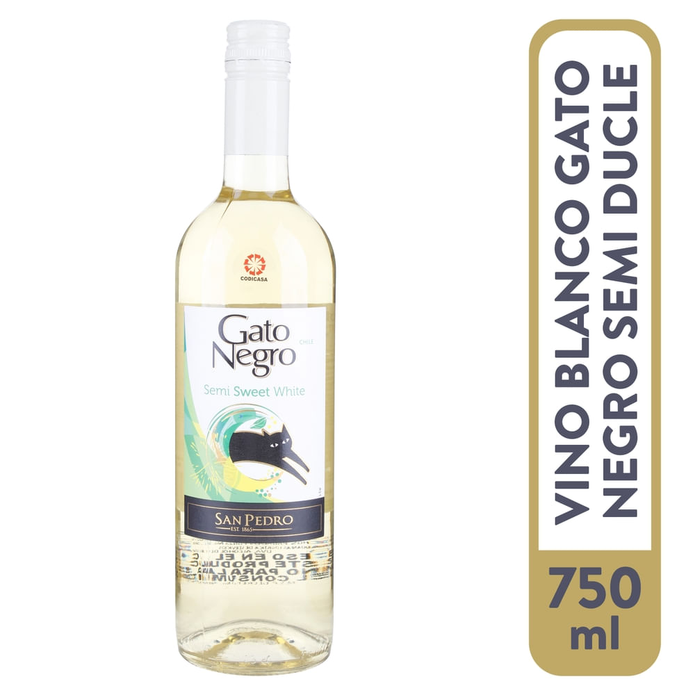 Vino Gato Negro Semi Sweet Blanco San Pedro - 750ml