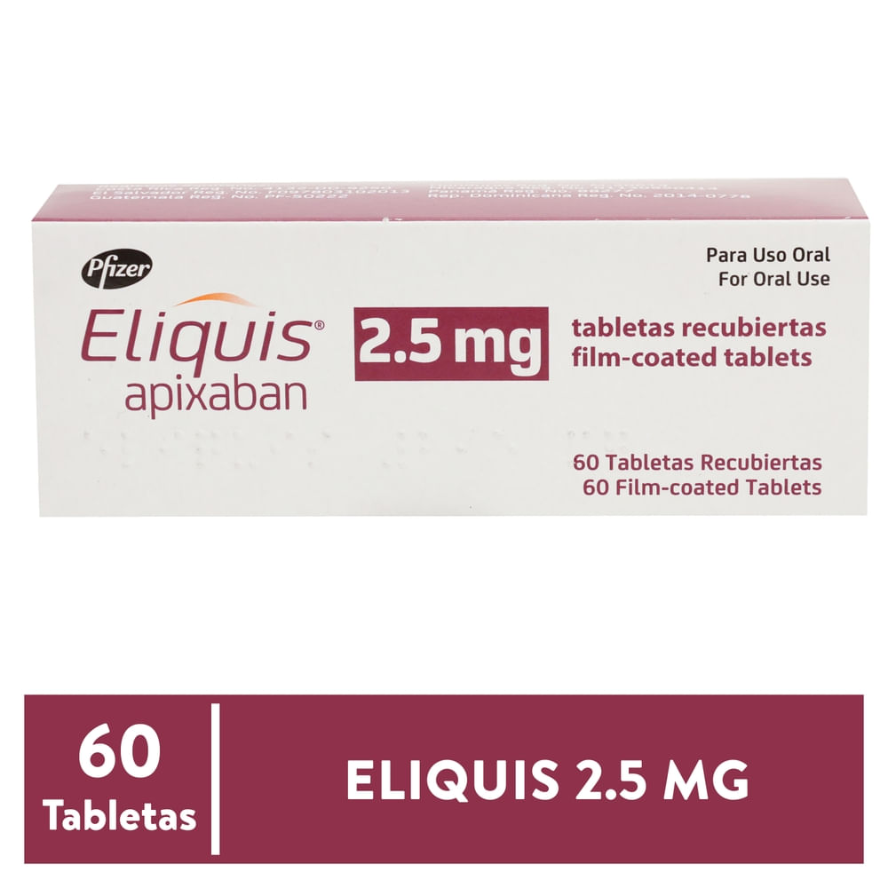 Eliquis Pfizer 2.5 Mg X 60 Tableas