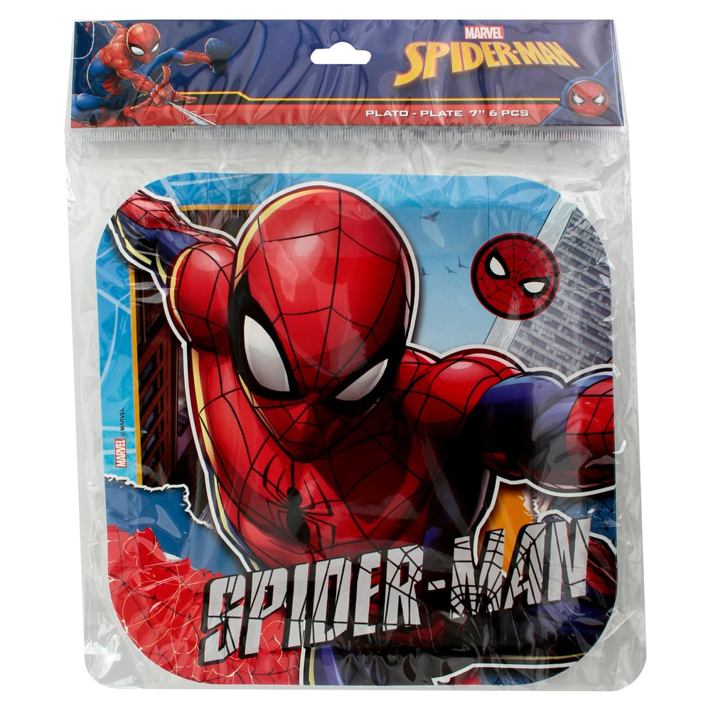 Plato Carnival Número 7 Spiderman 6 Unidades