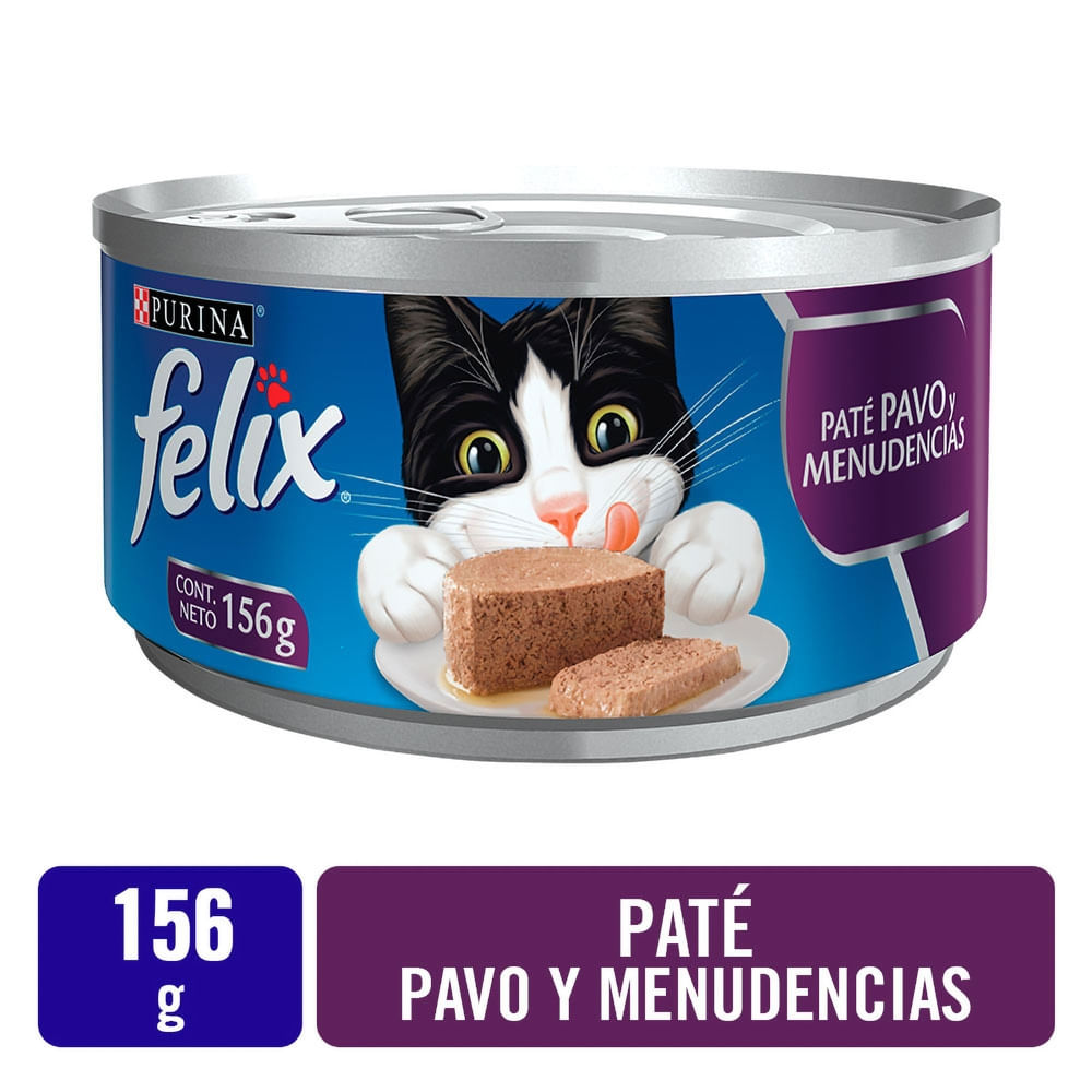 Comida húmeda para Gatos Felix Paté Pavo y Menudencias - 156 g