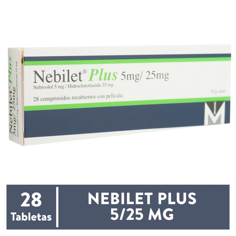 Nebilet Plus 5mg /25mg caja 28 comprimidos - Precio indicado por caja