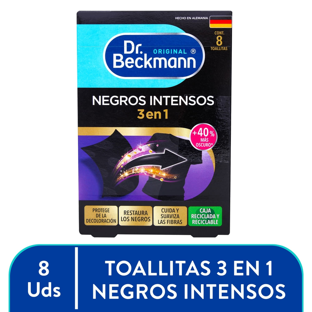 Toallitas renovadoras Dr Beckmann Negros Intensos 2 En 1 - 8 Uds