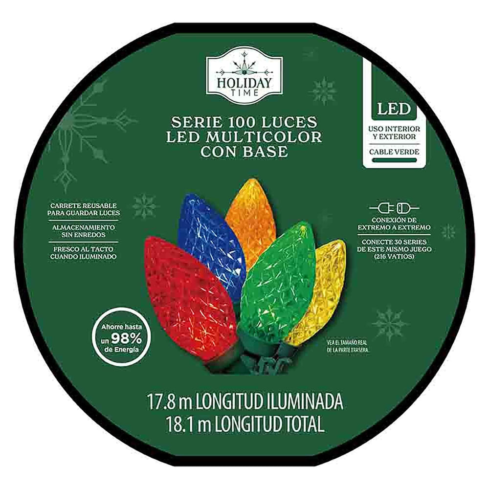 Luces LED Holiday Time de colores para Navidad - 100 luces