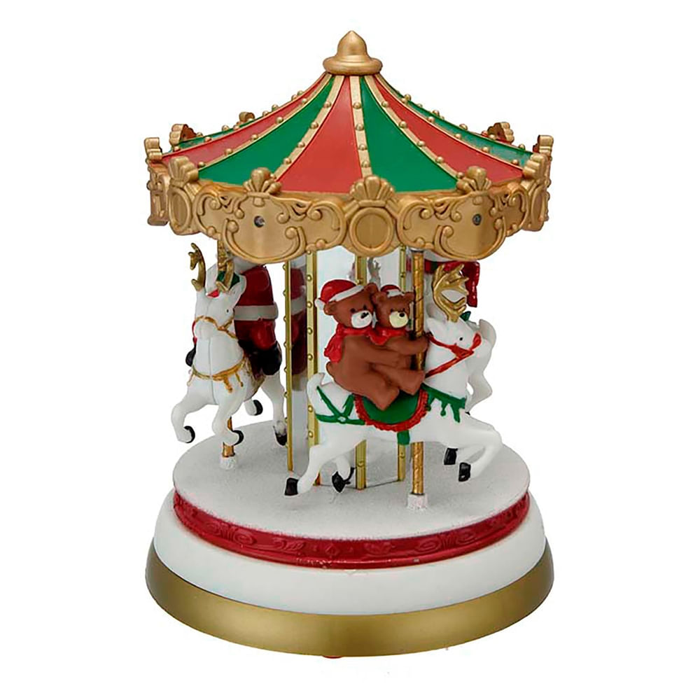 Carrusel Holiday Time animado e iluminado con baterías incluidas Navidad - 6 Pulgadas