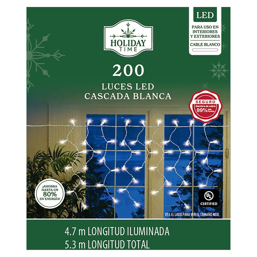 Luces LED Holiday Time tipo cascada blanco frío para Navidad - 200 luces