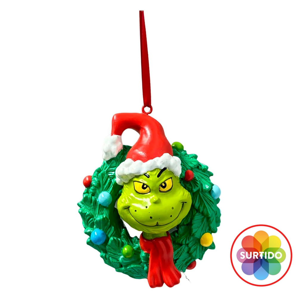 Adorno Grinch Holiday Time con coronita para Navidad - 11 cm