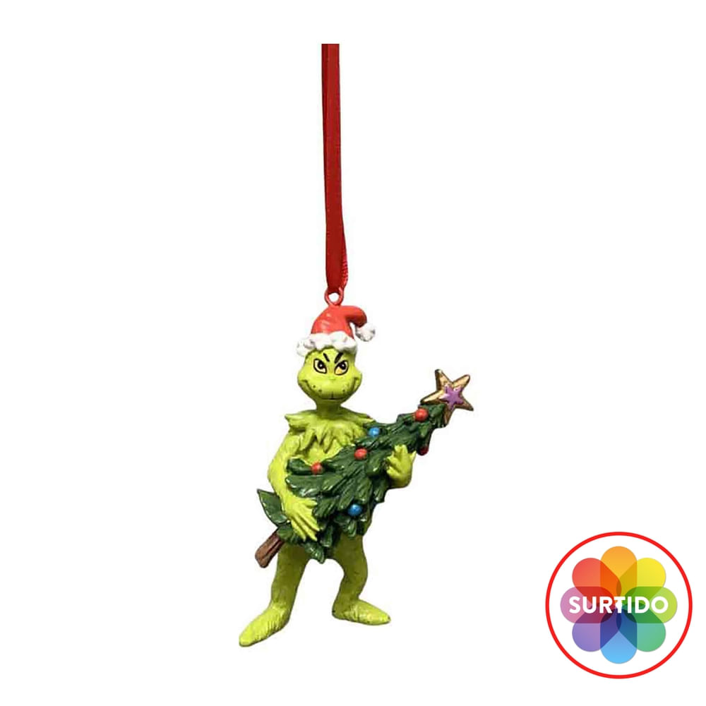 Adorno Holiday Time para árbol diseño surtido Grinch Navidad 9 cm - 1 Ud