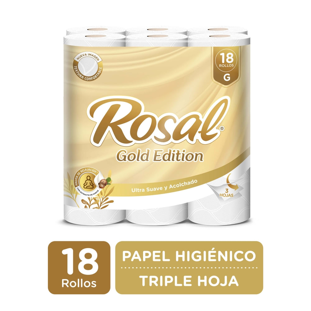 Papel Higiénico Rosal Gold triple hoja - 18 rollos