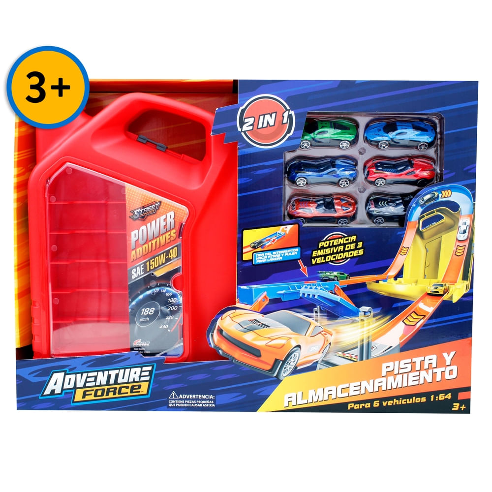 Pista y almacenamiento Adventure Force para 6 vehiculos