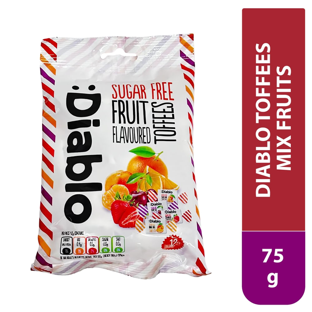 Toffees Diablo Mix Fruit Sin Azucar 75g