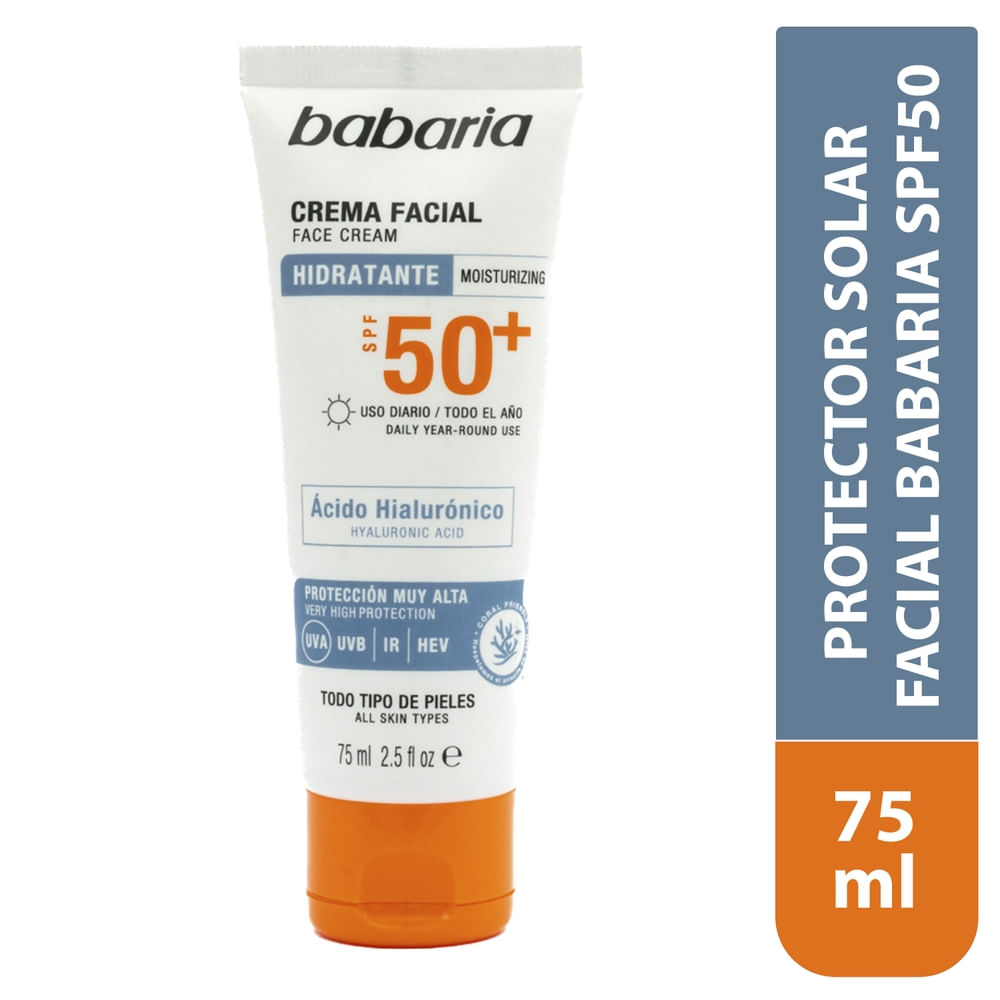 Protector solar Babaria facial hidratante FPS 50 - 75 ml