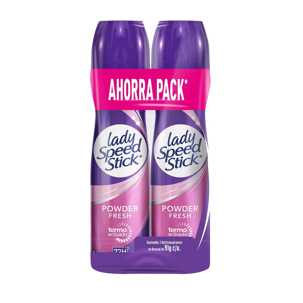 Desodorante Mujer Powder Fresh Lady Speed Stick Aerosol 2 Pack
