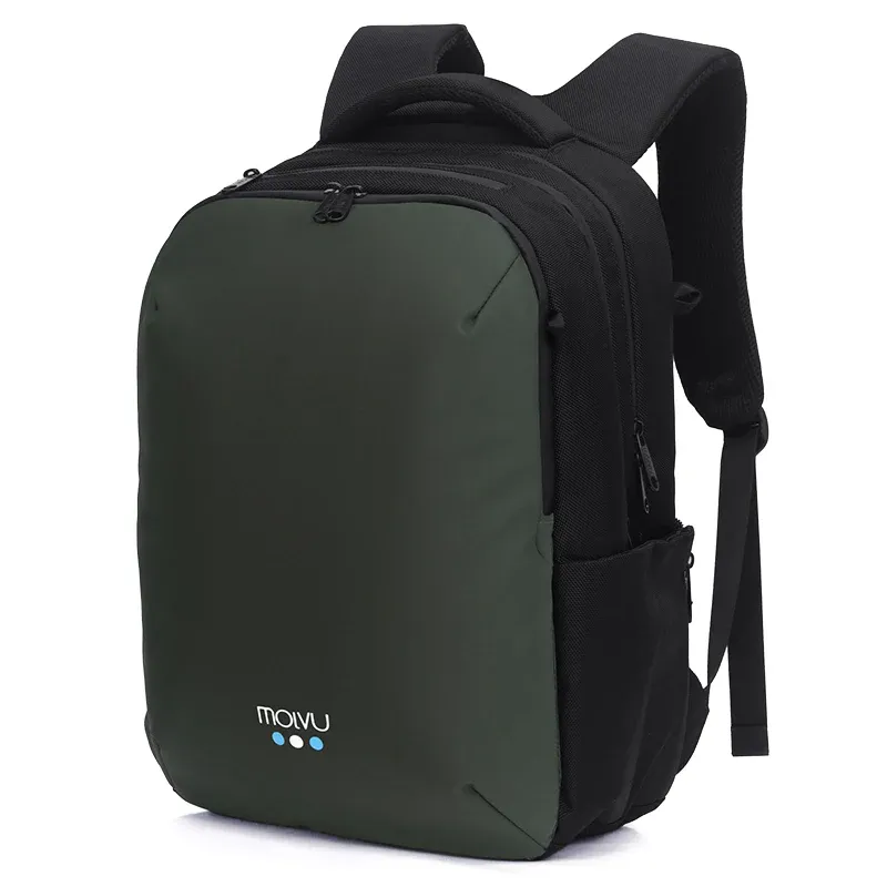 Mochila Molvu zacualpa color negro verde para laptop - 15.6"