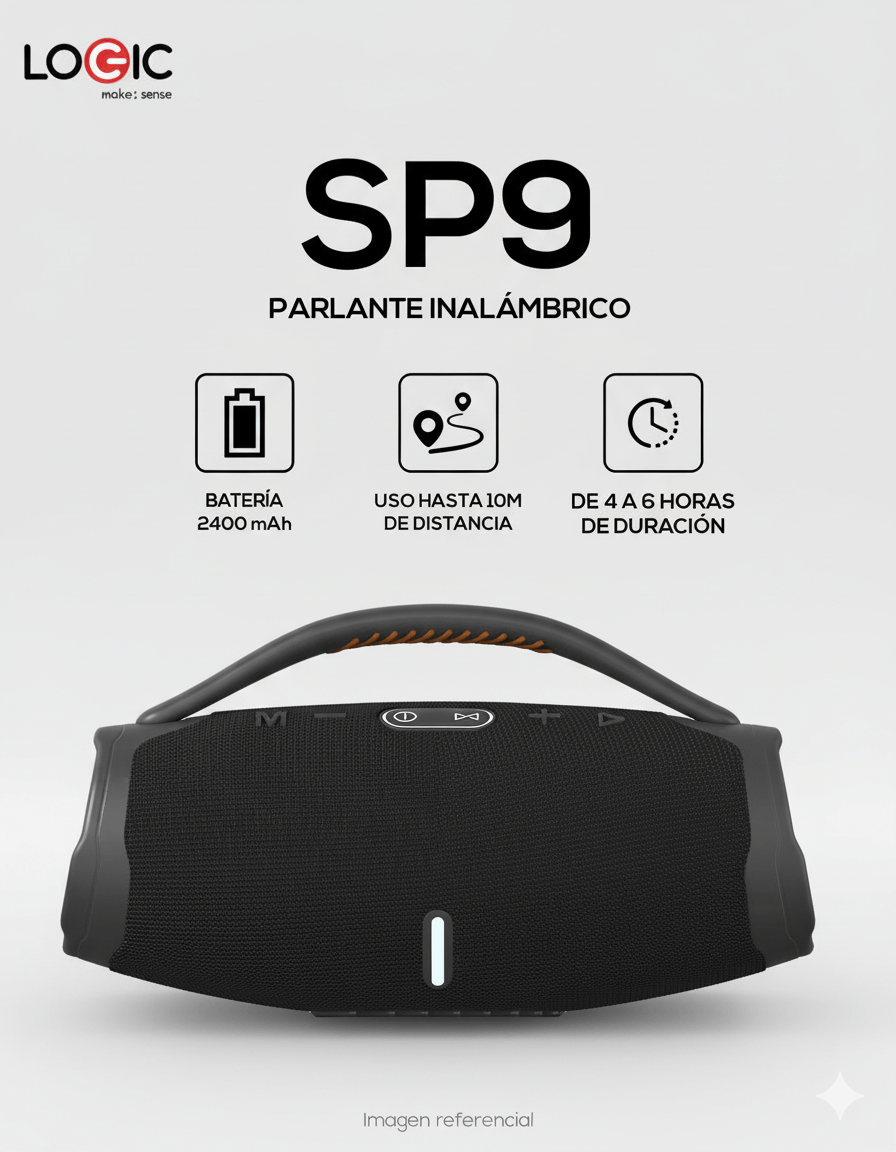 Bocina Logic inalámbrica SP9 20W sonido dinámico con luces LED