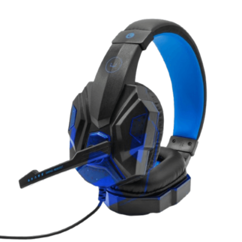 Audífonos Unno Tekno tipo headset HS7230BL USB brave con micrófono negro-azul