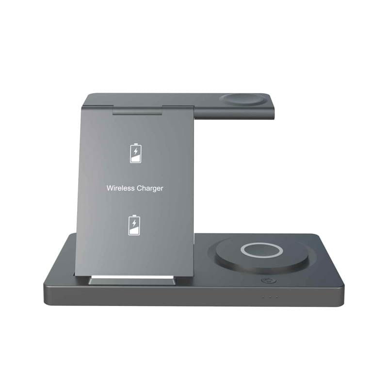 Cargador inalámbrico Unno Tekno PW5119BK 3 en 1 chargepro 15w gris