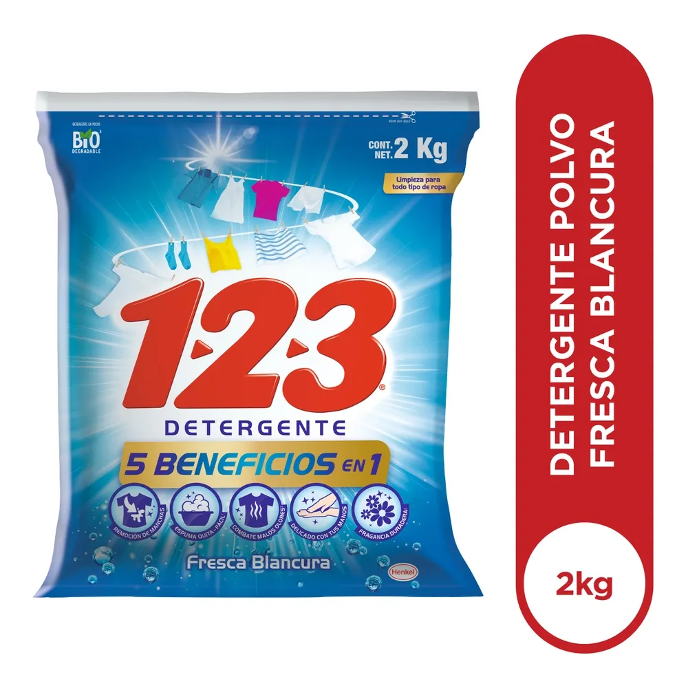Detergente en Polvo 123 Regular - 2000 g