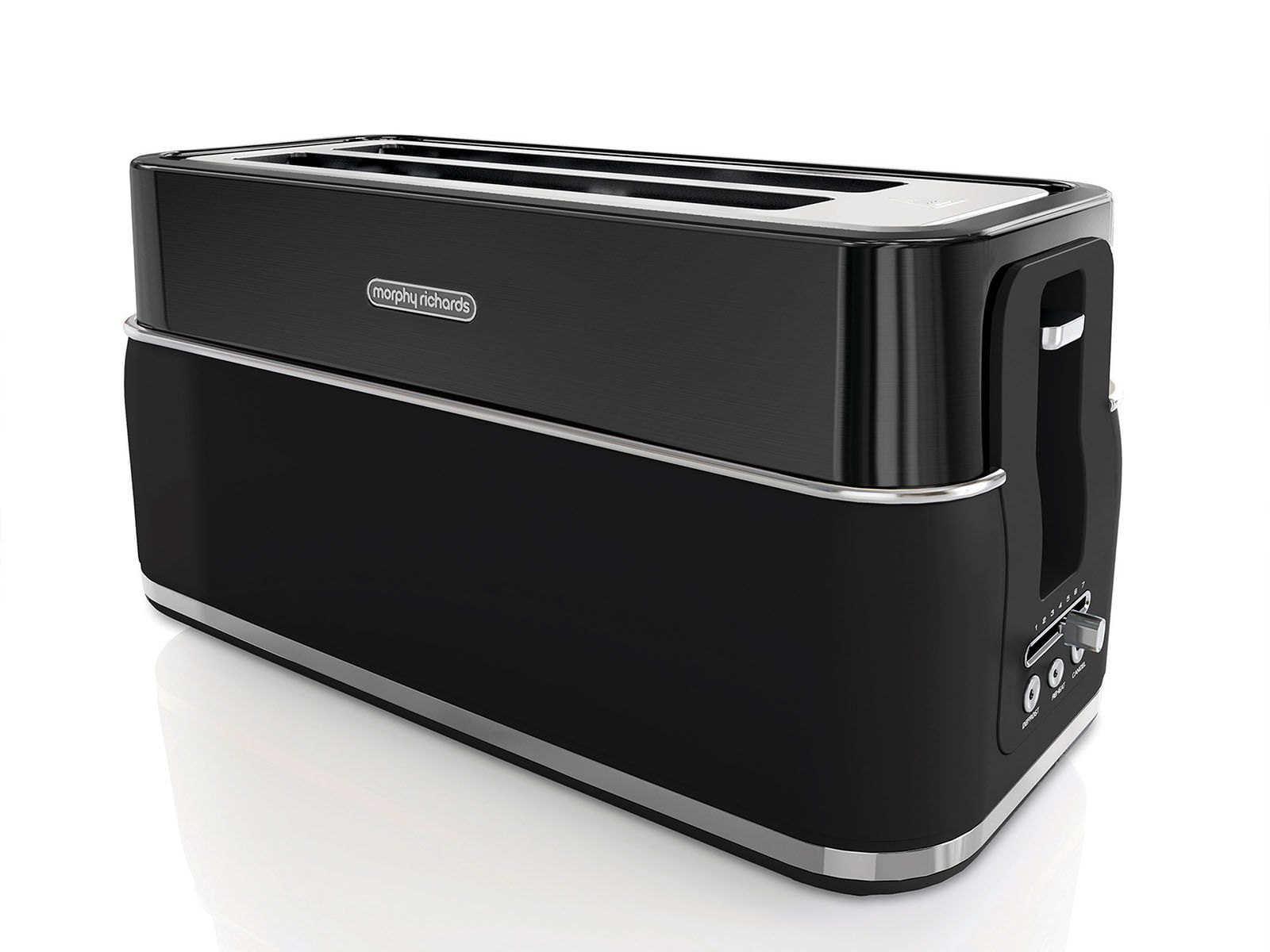 Tostador de pan Morphy Richards negro línea Signature para 4 rebanadas